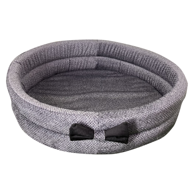 PANIER ROND AVEC PAPILLON POUR CHAT OU CHIEN COULEUR GRIS FONCÉ