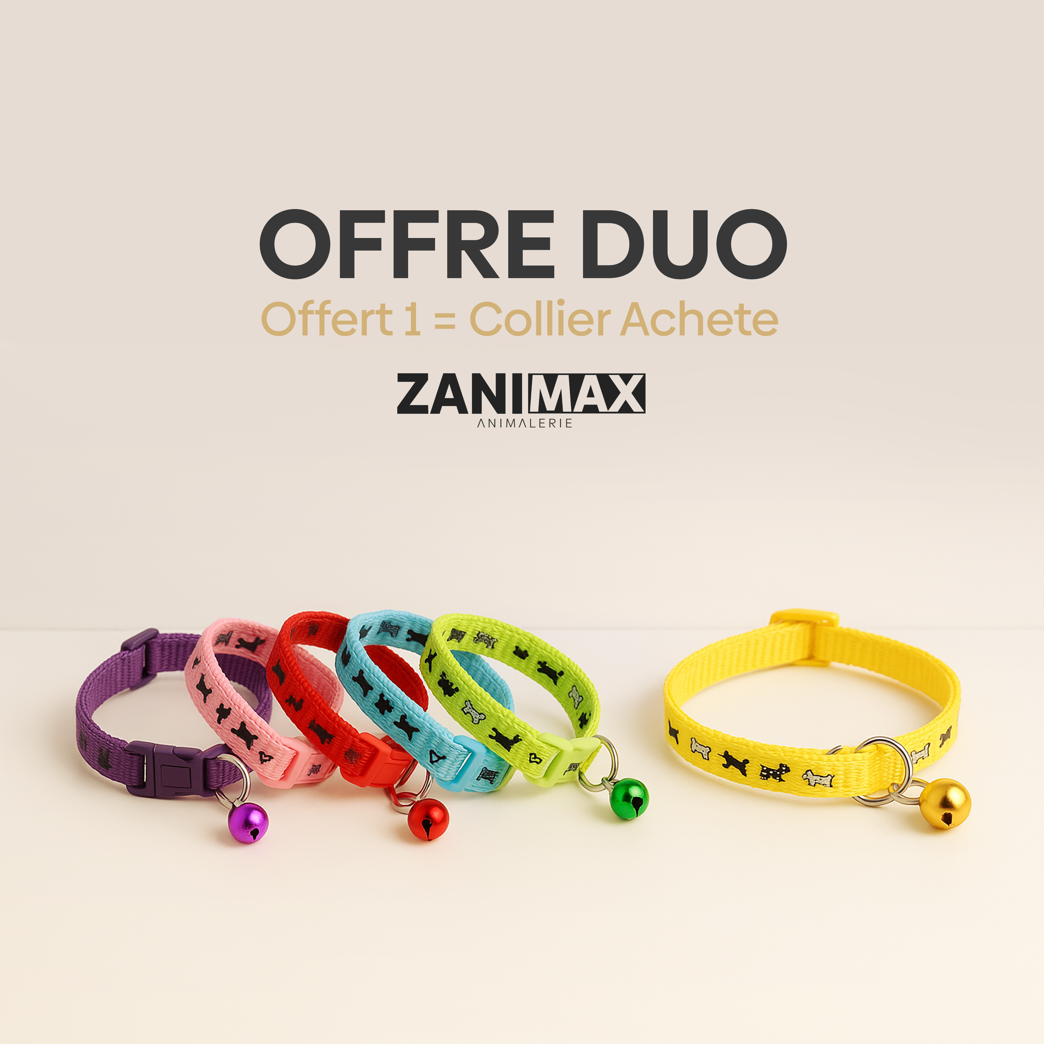 OFFRE DUO :  COLLIER ACHETE = 1 OFFERT POUR CHAT & MINI CHIEN