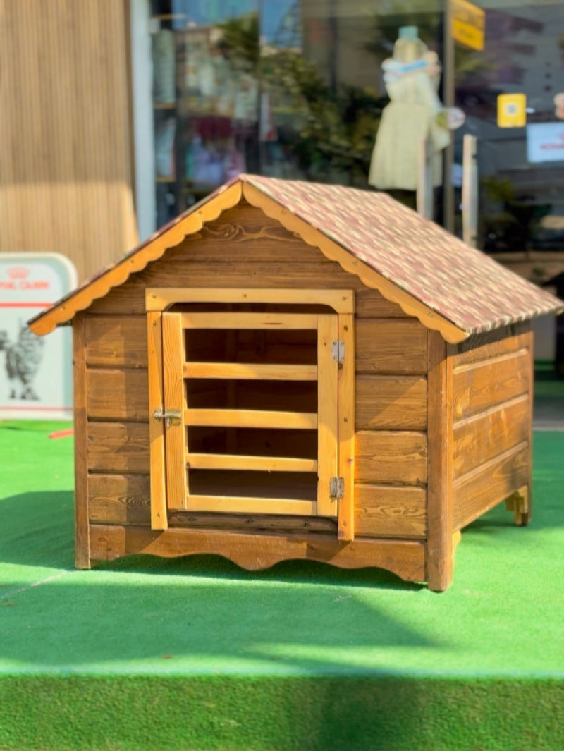 NICHE EN BOIS ROUGE POUR CHIEN XLARGE XLARGE : 102*92*115H