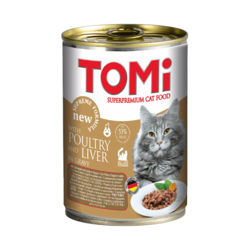TOMI - BOITE BPOUCHEES POUR CHAT & CHATON AU VOLAILLE ET FOIE 400GR