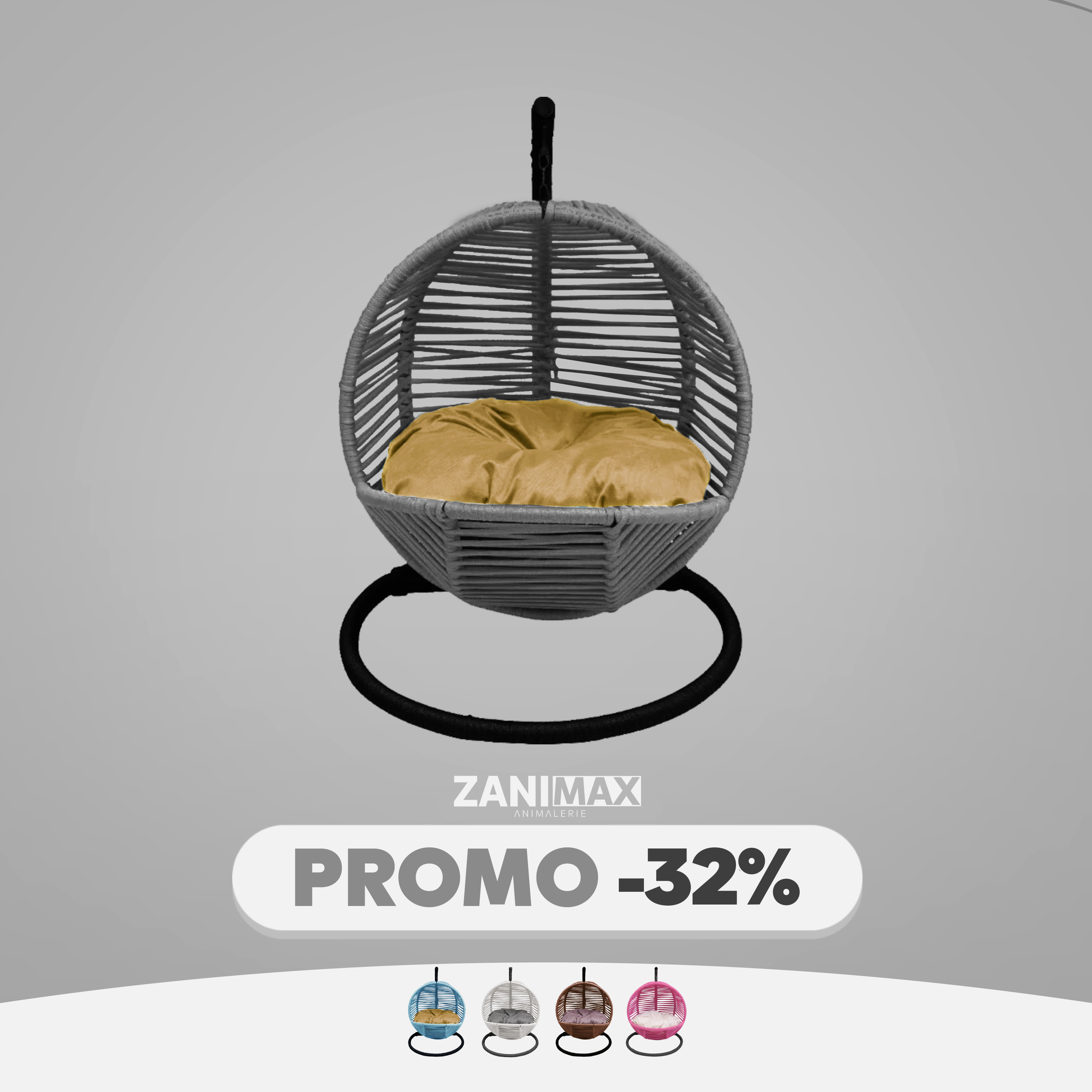 BALANÇOIRE GRIS POUR CHAT ET PETIT CHIEN