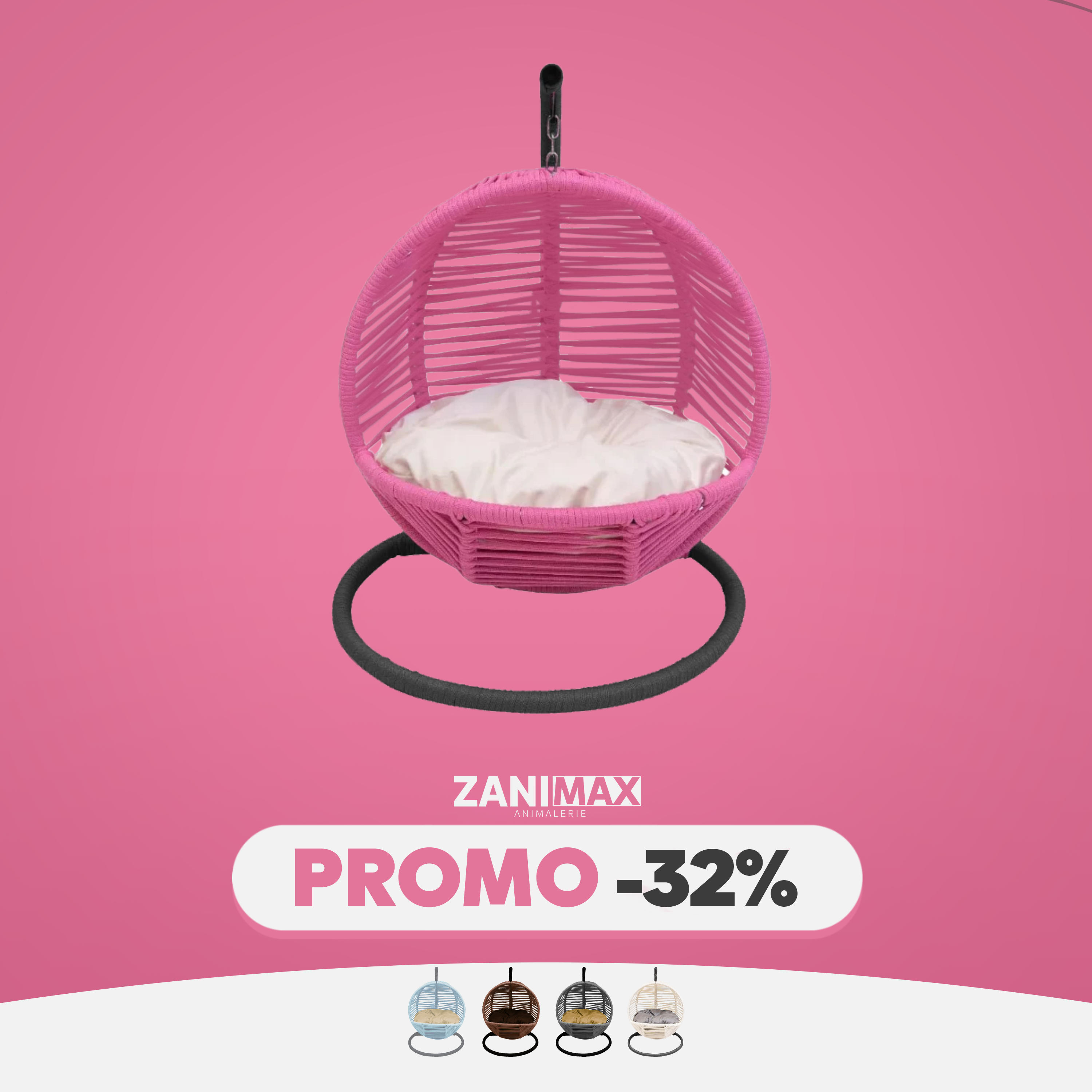 BALANÇOIRE ROSE POUR CHAT ET PETIT CHIEN