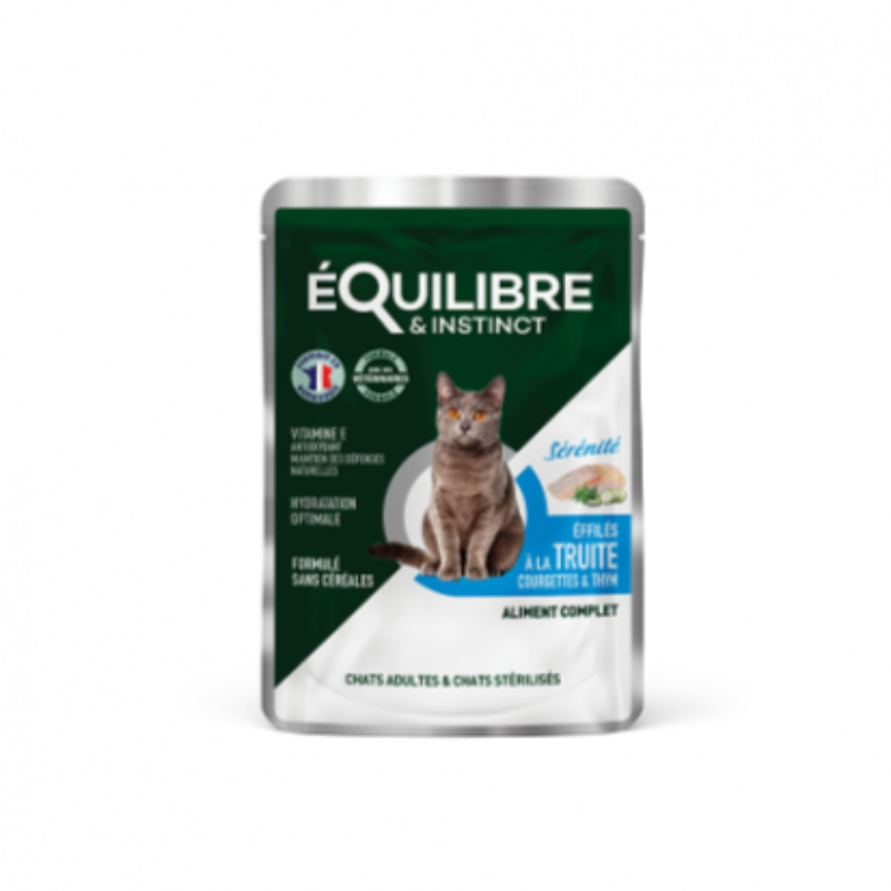 EQUILIBRE - POCHON EFFILÉS POUR CHAT AU TRUITE 85 GR