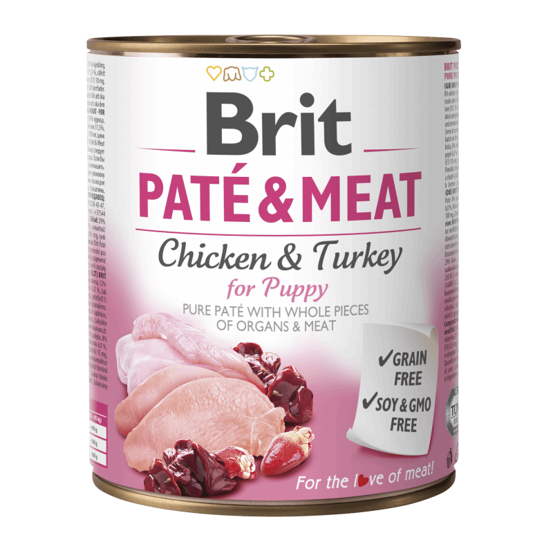 BRIT PATE POUR CHIOT  AU POULET & DINDE 800G