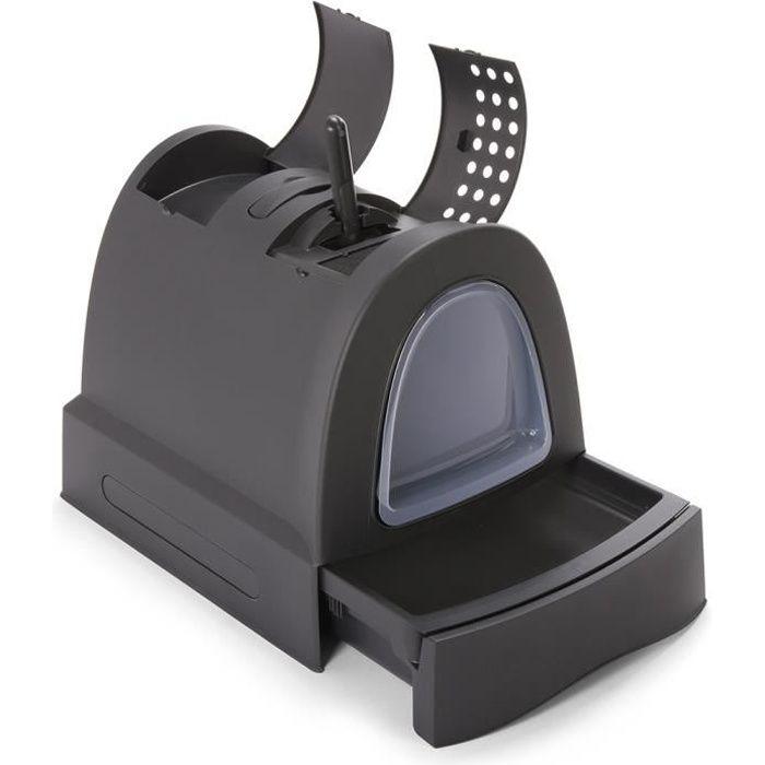 Maison de Toilette ZUMA avec Filtre et Tiroir pour Chat Noir